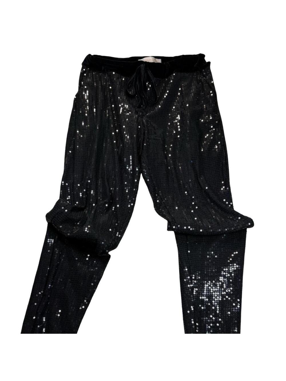 Martina Franca Black Sequin Joggers Size M